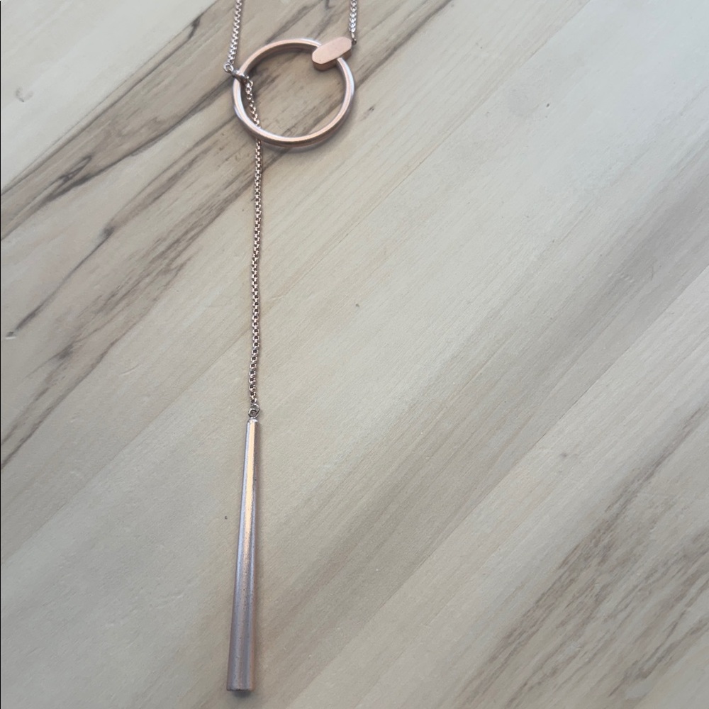 Kendra Scott Tegan Y Necklace Rose Gold with Slide Closure Lariat Style - Picture 4 of 10